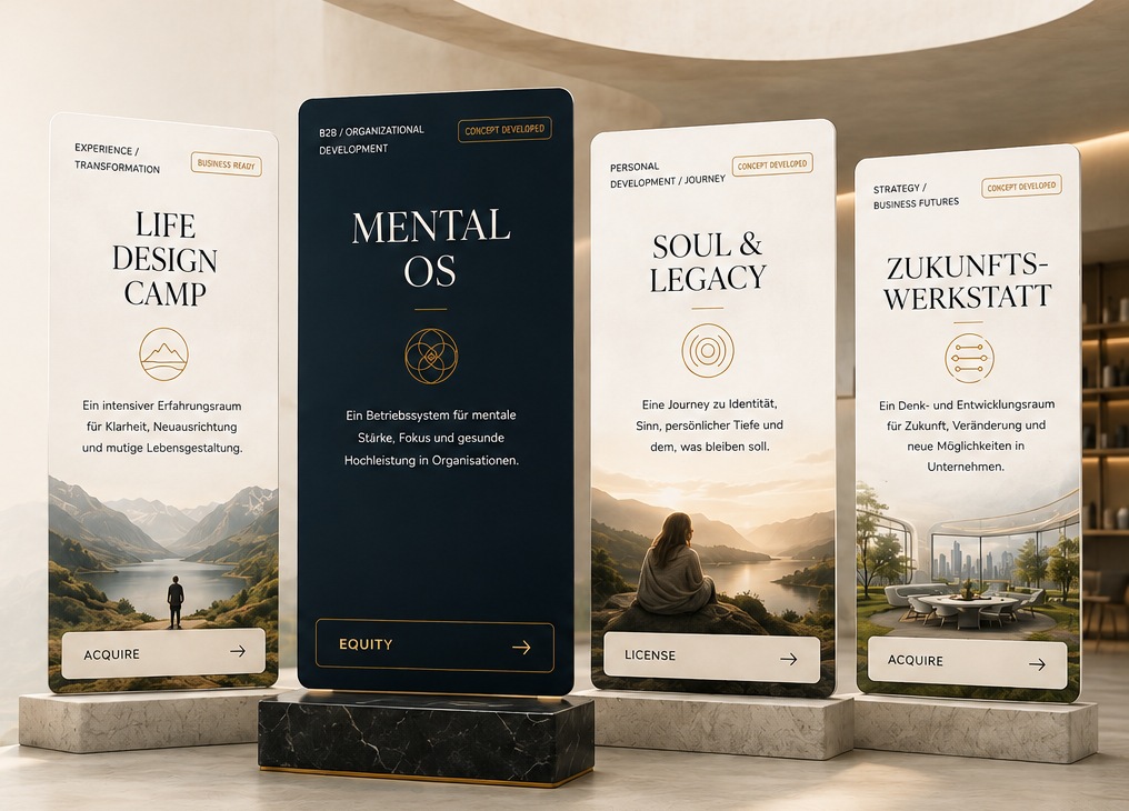 Origin Concepts mit Life Design Camp, Mental OS, Soul & Legacy und Zukunftswerkstatt