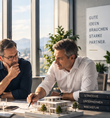 Zwei unternehmerische Partner entwickeln gemeinsam ein Geschäftsmodell